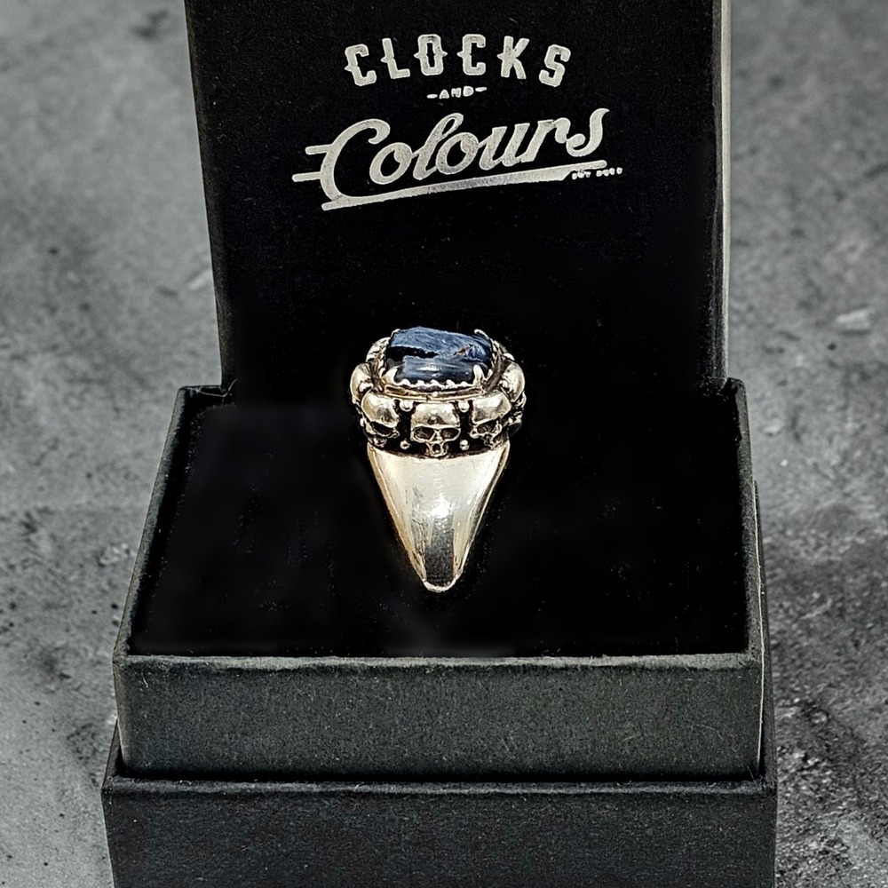 Clocks & Colours Catacomb Ring Size 14 Sterling Silver Pietersite 925 C+C Skulls